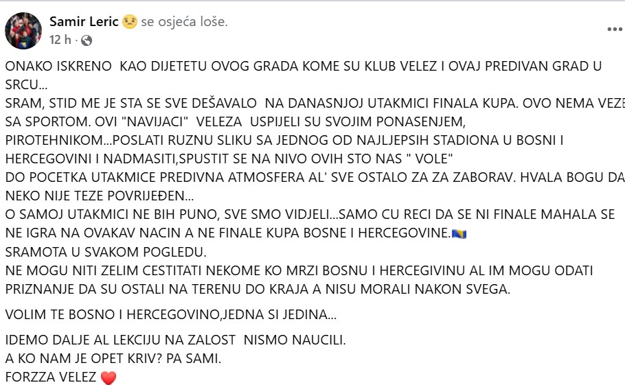 Legendi pukao film: Sram me je! Spustili smo se na njihov nivo. Ne mogu čestitati nekome ko mrzi BiH