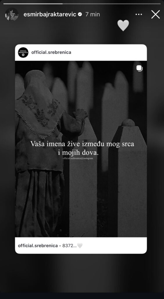 I kamen bi zaplakao: Esmir Bajrkatarević se oglasio uoči godišnjice genocida nad Bošnjacima u Srebrenici